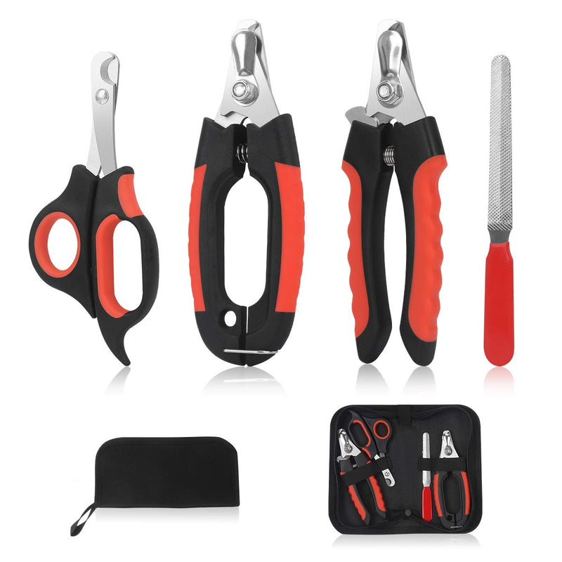 Bretheil Dog Nail Clippers Trimmer Set, Quick Safety Guard to Avoid Over-Cutting, Stainless Steel Razor Sharp Blades, Sturdy Non-Slip Handles, Storage Case and Nail File, Professional Pet Grooming - PawsPlanet Australia