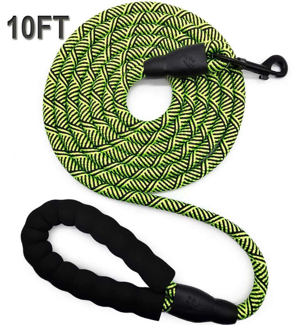 [Australia] - Mycicy 10 FT Rope Dog Leash with Comfortable Padded Handle, Strong Dog Leash for Medium and Large Dogs Walking Training Hiking 1/2" x 10ft Green 