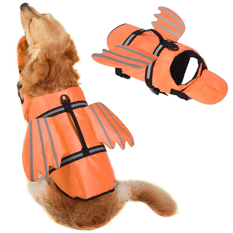[Australia] - Fragralley Dog Life Jacket, Unique Wings Design Pet Flotation Life Vest for Small, Middle, Large Size Dogs, Dog Lifesaver Preserver Swimsuit with Handle for Swim, Pool, Beach, Boating XS (Chest Girth 11.8"-16.5") Orange 