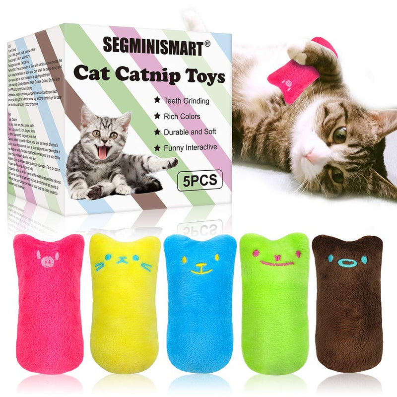 [Australia] - SEGMINISMART Cat Catnip Toys, Interactive Plush Cat Toys, 5Pcs Catnip Chew Toy, Soft Plush Cat Pillow for Cat Kitten Teeth Cleaning Playing Chewing 