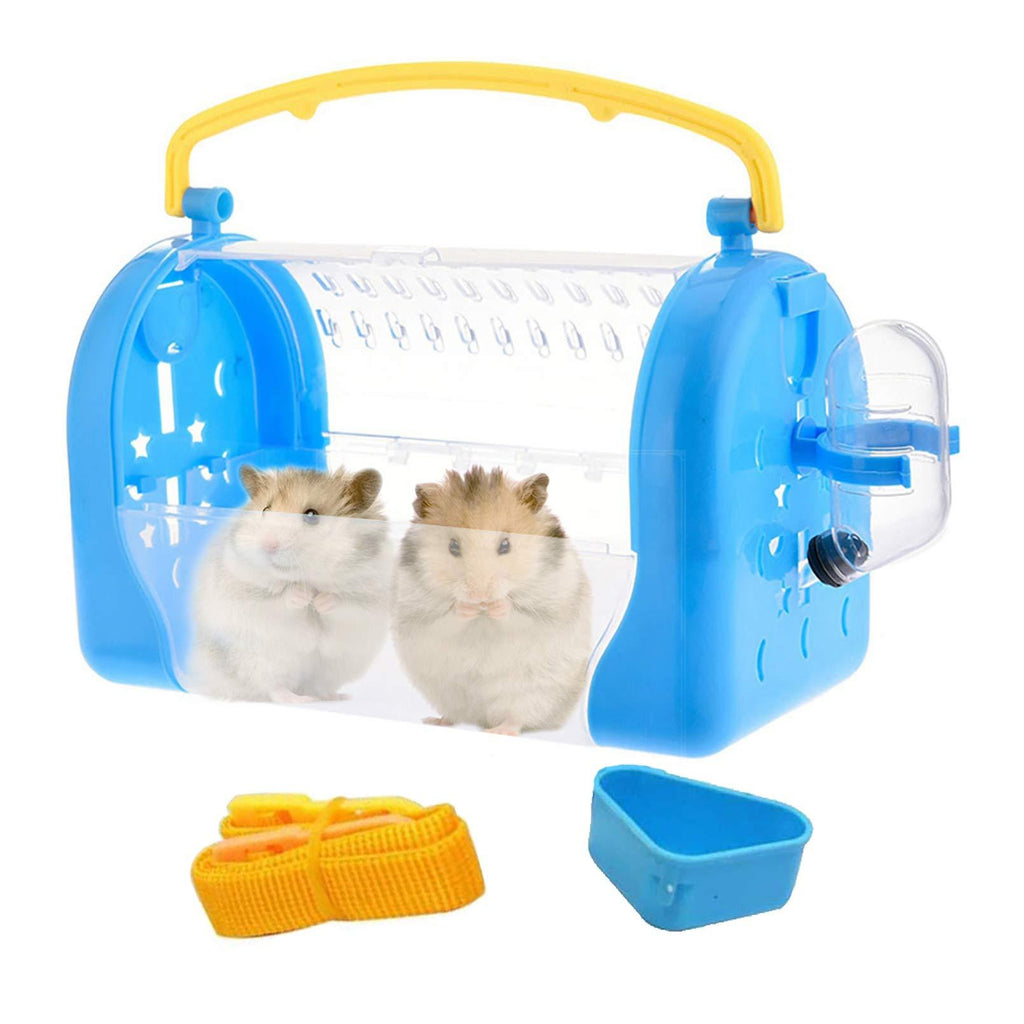 kathson Portable Hamster Cage Mouse Carry Travel with Water Bottle Food Bowl Nylon Strap Carrier for African Miniature Rabbit Chinchilla Squirrel - PawsPlanet Australia