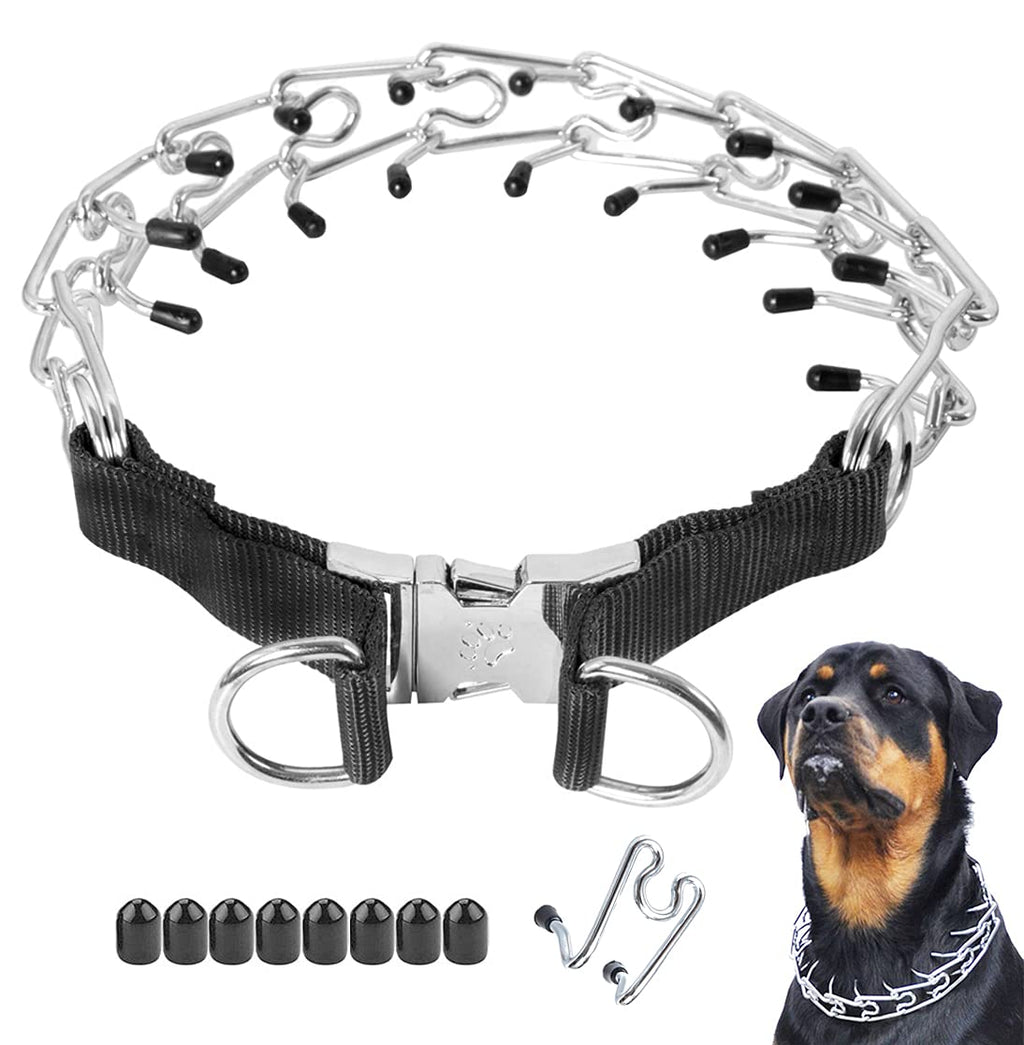 Mayerzon Dog Prong Training Collar, Stainless Steel Choke Pinch Dog Collar with Comfort Tips Small,2.5mm,17.7-Inch,12-16"Neck Black - PawsPlanet Australia