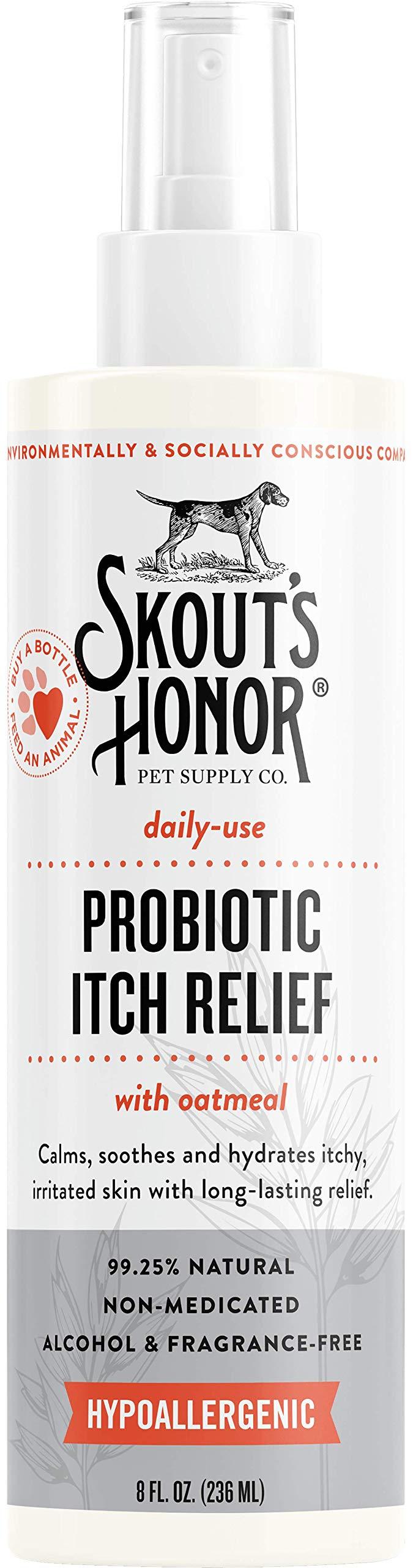 SKOUT'S HONOR: Probiotic Itch Relief Spray for Dogs & Cats - Anti-Itch Spray with Oatmeal - 8 fl oz - Soothes and Hydrates Itchy, Irritated Skin - Hypoallergenic - Non-Medicated - Long-Lasting Relief - PawsPlanet Australia