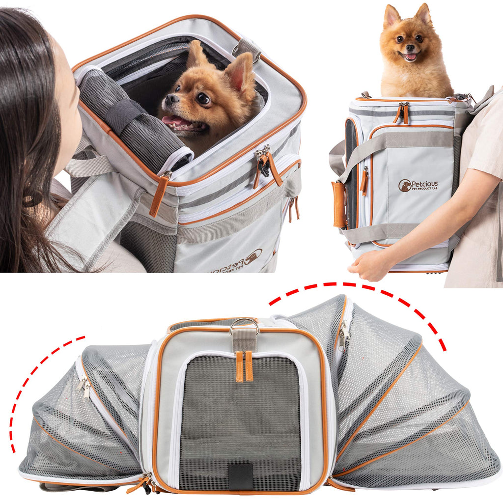 PETCIOUS Airline Approved Pet Carrier Backpack Under seat, Soft Unique Dog Purse Travel Carriers Backpacks for Hiking Camping Outdoor, Tote Front Expandable Bag for Small Puppy Dogs in Airplane Car - PawsPlanet Australia