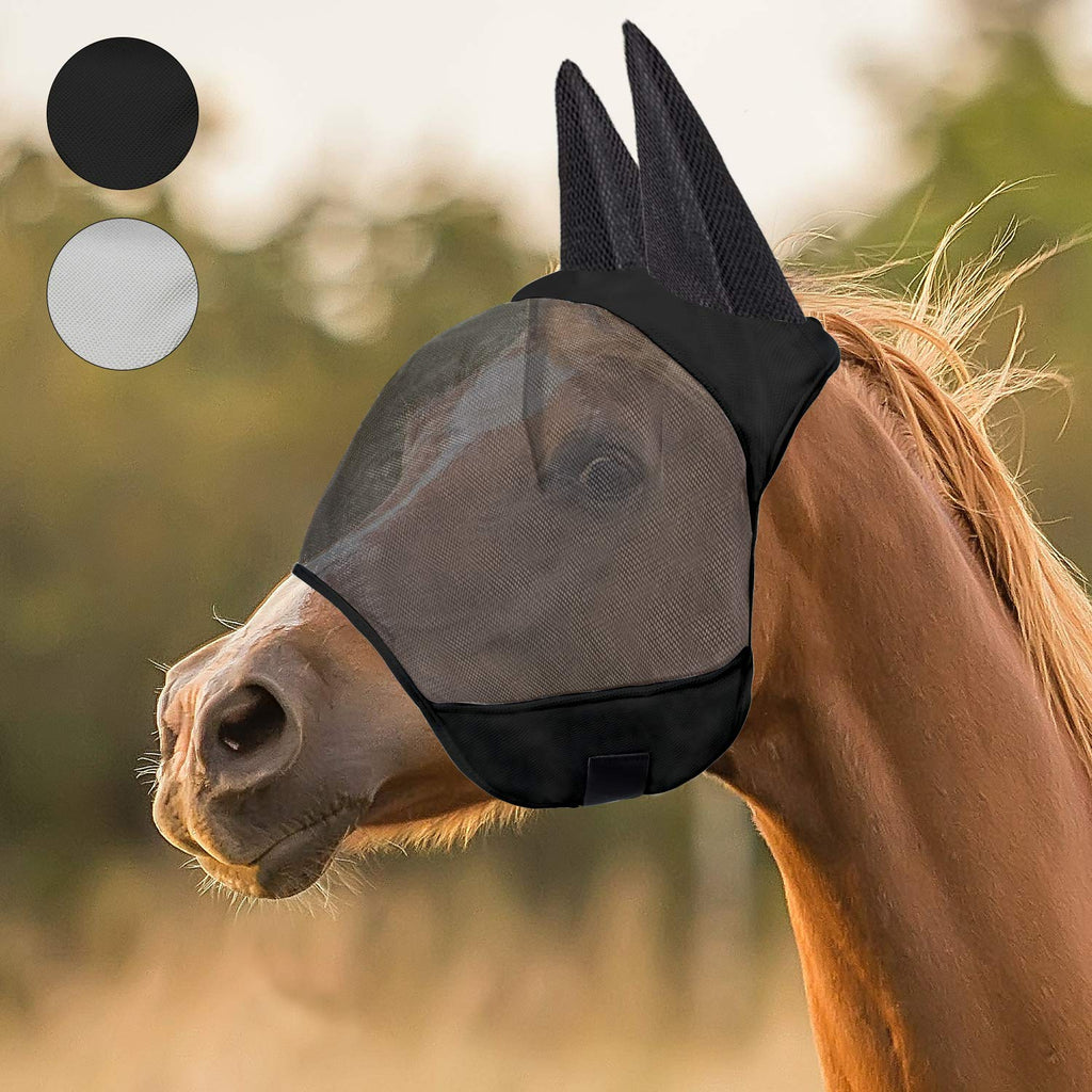 fertgo Fly Mask for Horses with All-Round Breathable Mesh, Non Heat Transferring HORSE Black - PawsPlanet Australia