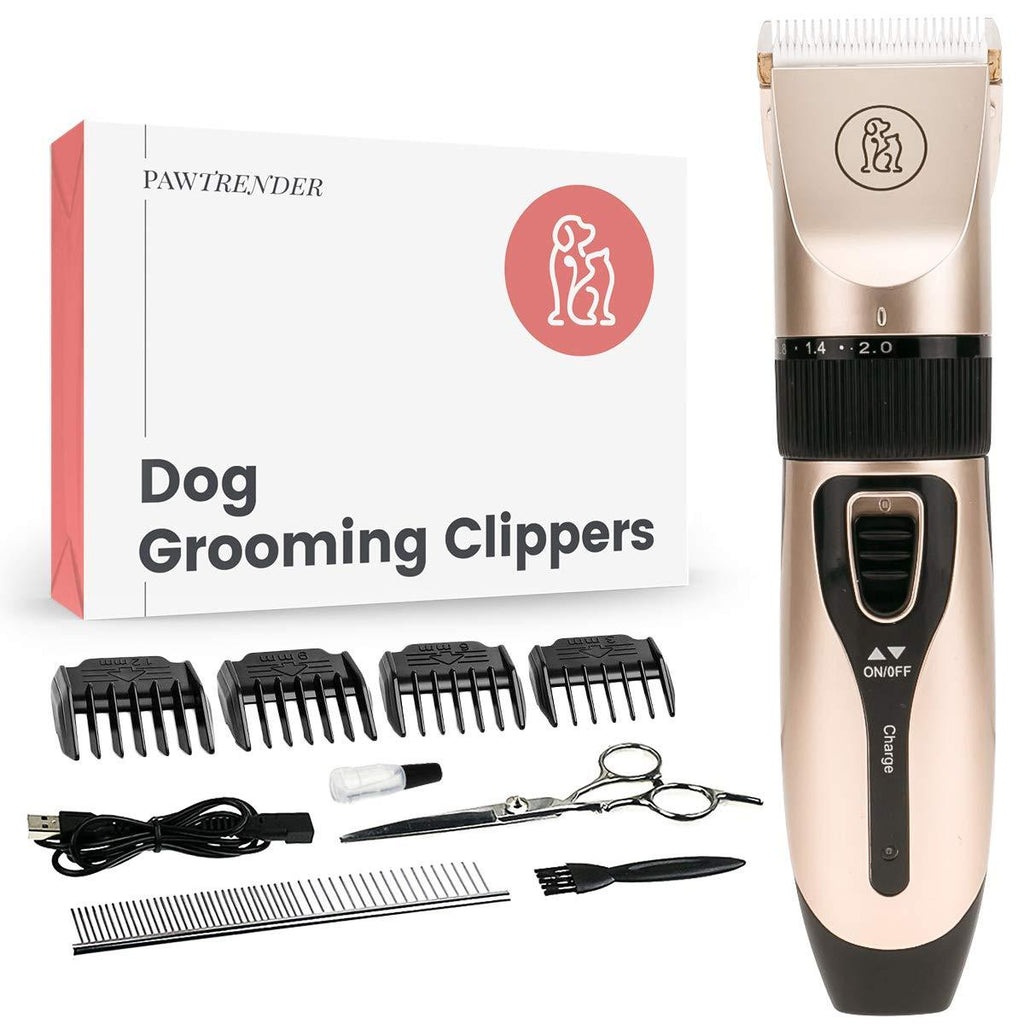 Pawtrender Cordless Dog Hair Clippers Low Noise USB Rechargeable Pet Grooming Kit for Dogs Cats with Thick Coats Black Combs - PawsPlanet Australia