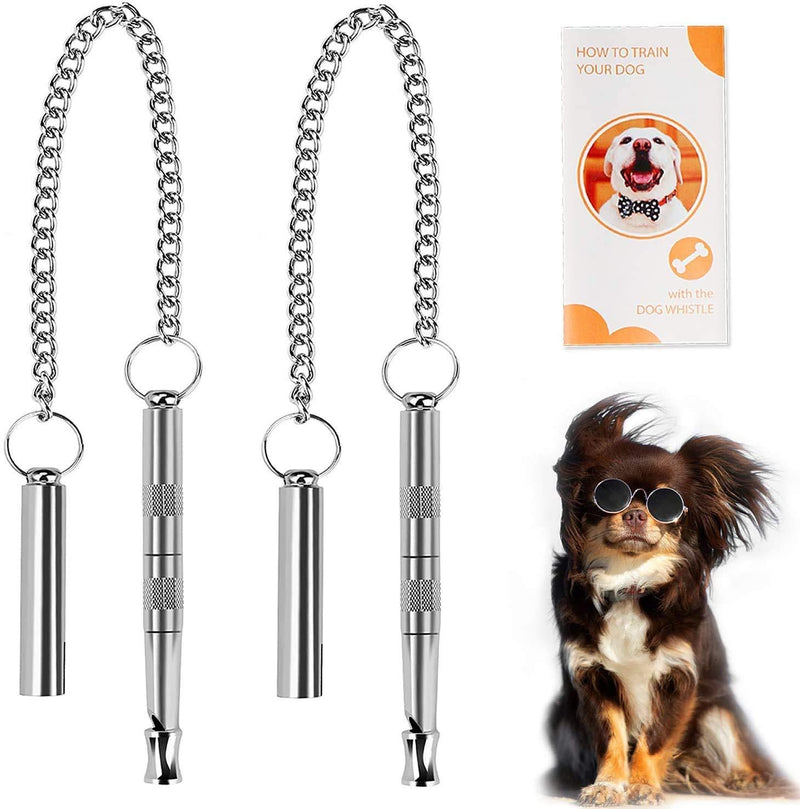 Dog Whistle, Professional Dog Training Tools to Stop Barking Adjustable Frequency Ultrasonic Pure Copper Dog Training Whistles, a Dog Training Instruction Manual Gray - PawsPlanet Australia