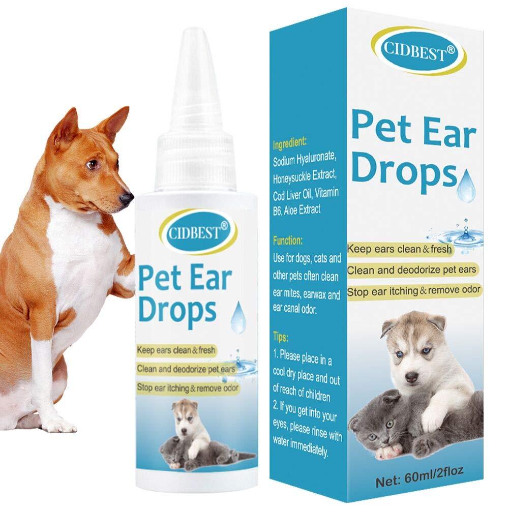 CIDBEST Dog Ear Cleaner, Pets Ear Drops, Ear Infection Treatment, Clean and Deodorize, Keep Ears Clean＆Fresh, Natural Aloe Vera-60ml - PawsPlanet Australia