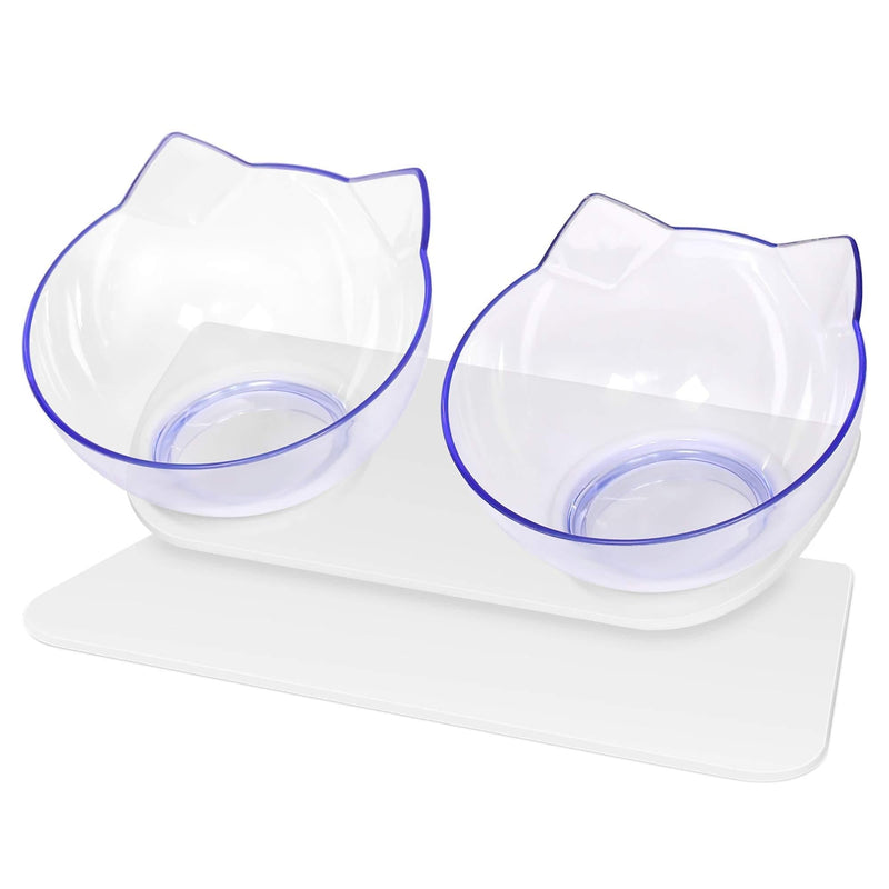 [Australia] - Double Cat Dog Bowls Elevated Cat Food Water Bowls with Raised Stand 15° Tilted Raised Pet Feeder Bowl for Cats and Small Dogs 
