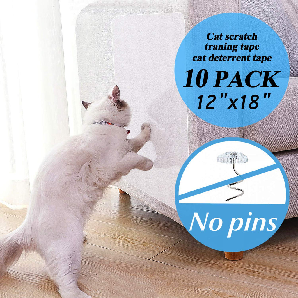 [Australia] - AONESY Premium Cat Couch Protector, Cat Furniture Protector Anti-Scratch Training Tape Cat Scratch Deterrent for Couch Sofa Door, 10 XL Vinyl Sheets of 18 x 12 Inches - Residue Free 