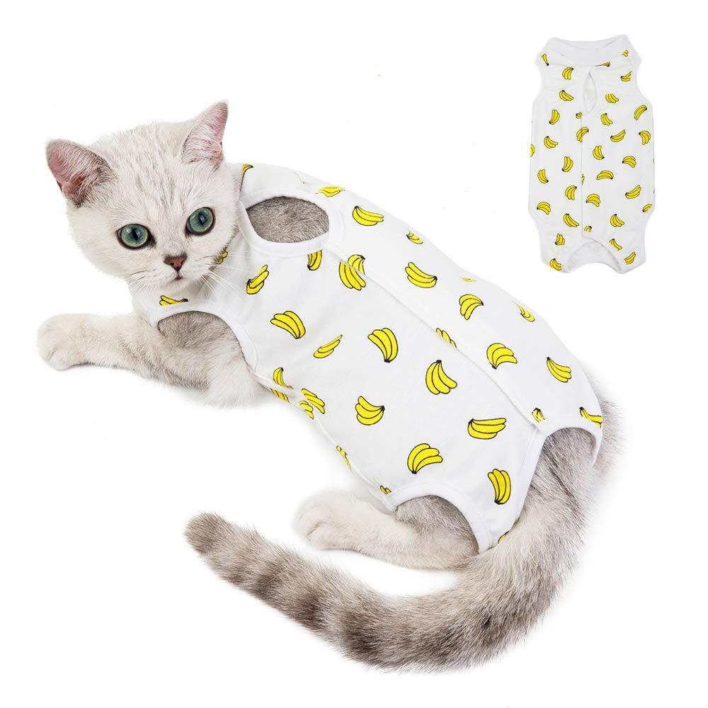 [Australia] - Kitipcoo Professional Surgery Recovery Suit for Cats Paste Cotton Breathable Surgery Suits for Abdominal Wounds and Skin Diseases for Cats Dogs, After Surgery Wear Suit S (3.3-5.5 lbs) Banana 
