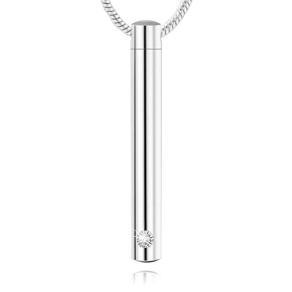 [Australia] - LYFML Cylinder Cremation Jewelry Urn Necklace for Ashes for Pet for Human, Memorial Pendant Made of Titanium Steel, Come with Filling Kit Support for Customization Silvery 