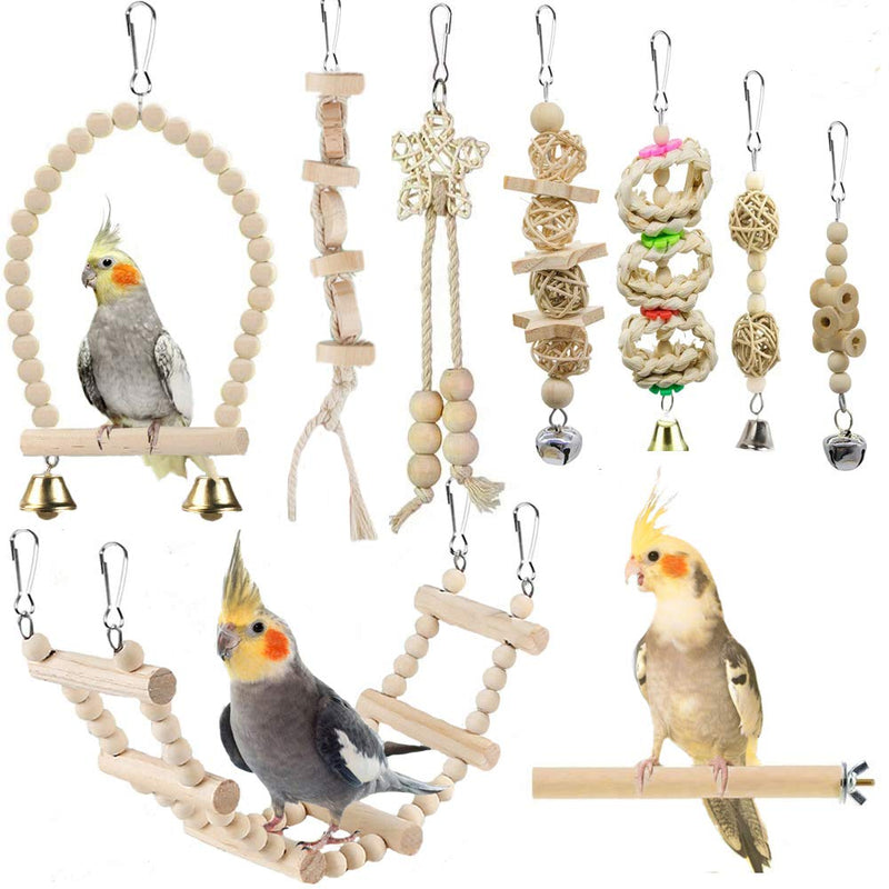 Bird Parrot Swing Toys, Chewing Standing Hanging Perch Hammock Climbing Ladder Bird Cage Toys for Budgerigar, Parakeet, Conure, Cockatiel, Mynah, Love Birds, Finches and Other Small to Medium Birds - PawsPlanet Australia