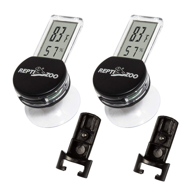 REPTI ZOO 2 Pack Reptile Terrarium Thermometer Hygrometer Digital Display Pet Rearing Box Reptiles Tank Thermometer Hygrometer with Suction Cup - PawsPlanet Australia