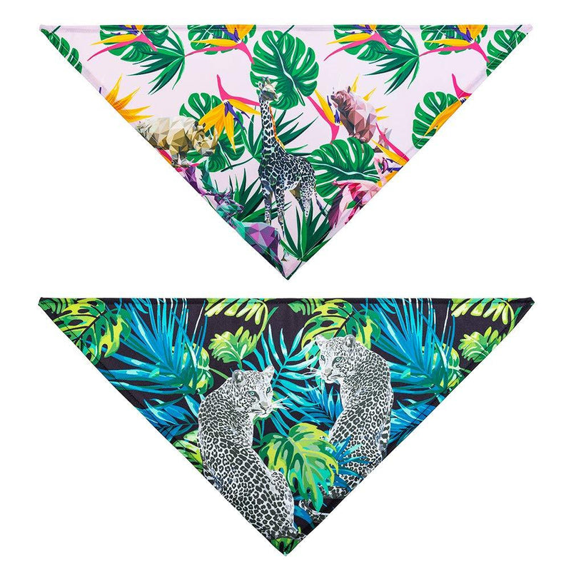 PUPTECK Hawaii Dog Bandanas 2 Pack - Adorable Triangle Bibs Scarf Handkerchiefs, Fashionable Outfit Accessories with Wild Animal Print for Dogs Cats Pets - PawsPlanet Australia