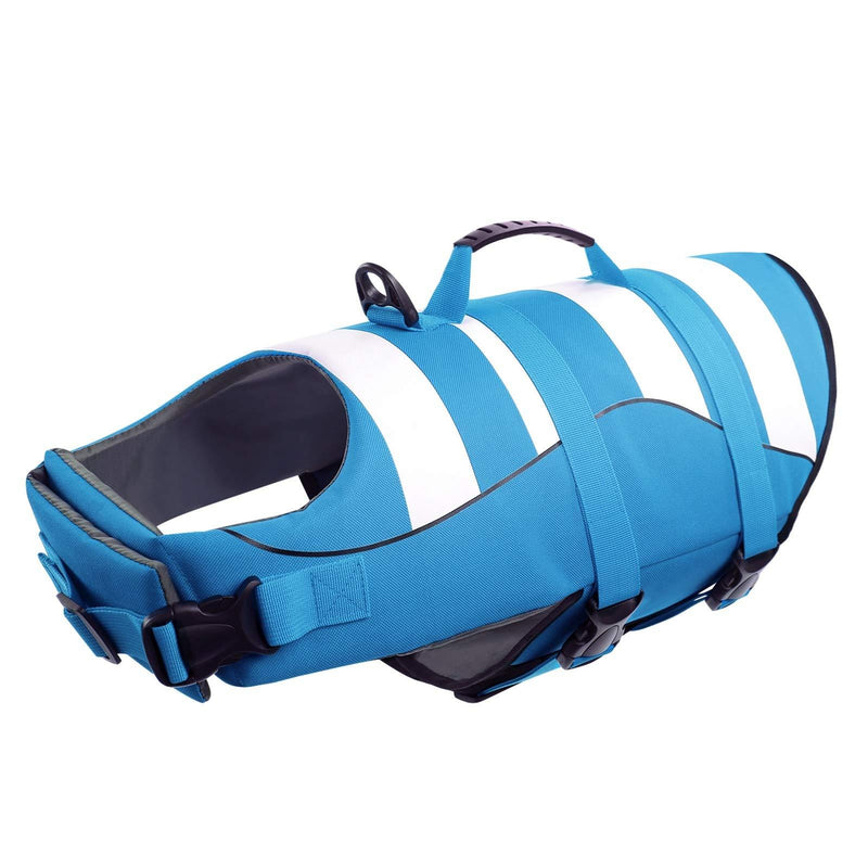 Queenmore Dog Life Jacket Adjustable Ripstop Dog Life Vests for Water Safety pet Life Vest with Rescue Handle Safety Vest for Swimming Pool Beach Boating X-Small Blue - PawsPlanet Australia