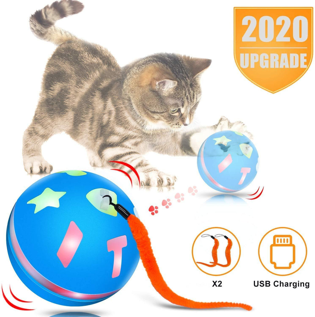 [Australia] - uniwood Interactive Cat Toy Ball, USB Rechargeable Motion Ball, 360 Degree Self Rotating Ball with Red LED Light, for Kitty’s Indoor Play and Exercise 