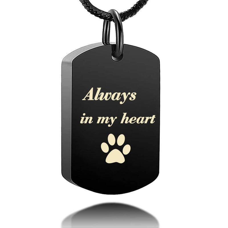 [Australia] - LYFML Cremation Jewelry Urn Necklace for Ashes for Pet, Animals Paw Print Memorial Locket Jewelry Made of Titanium Steel, Support for Customization with Filling Kit Black 