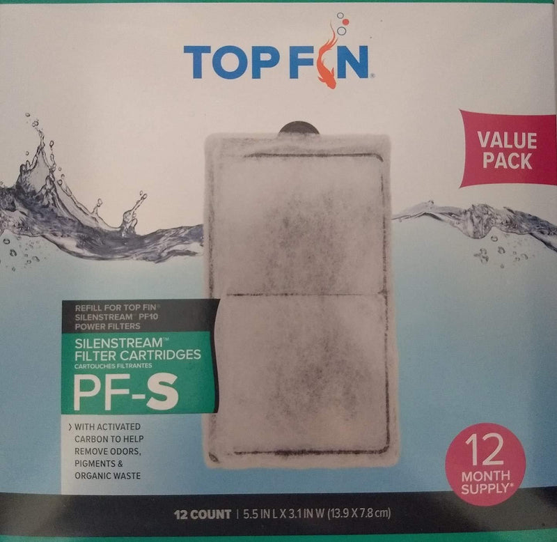 Top Fin Silenstream PF-S Refill for PF10 Power Filters 5.5in x 3.1- (12 Count) 1 Year Supply 1 Pack - PawsPlanet Australia