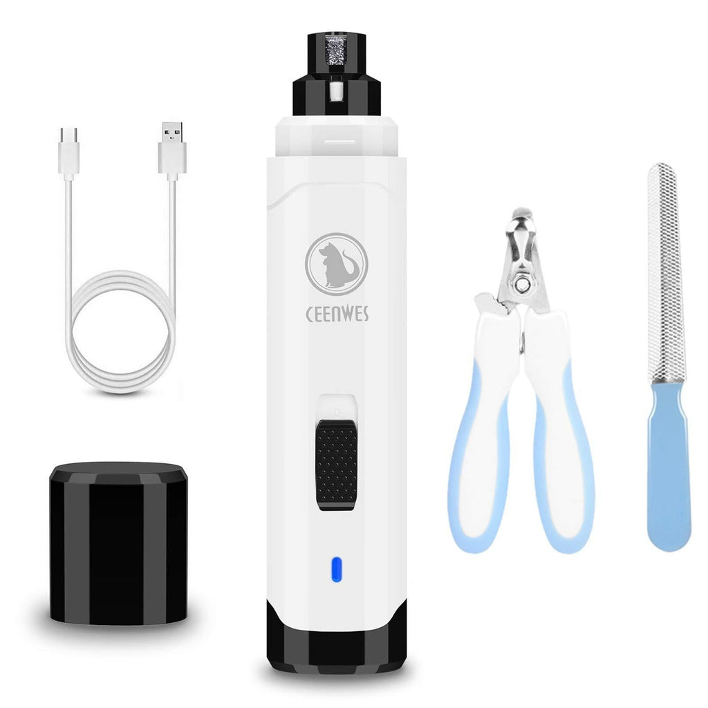 Ceenwes Dog Nail Grinder 2-Speed Rechargeable Pet Nail Trimmer with Dog Nail Clippers and Trimmer for Small Medium Large Dogs and Cats - PawsPlanet Australia