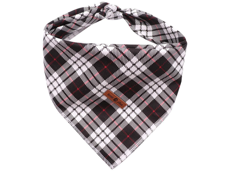Lionet Paws Dog Bandana Washable Cotton Handkerchief Scarf Triangle Bandana for Small Medium Large Dogs Black Grid - PawsPlanet Australia