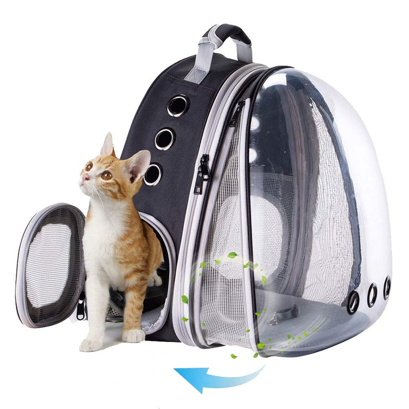 halinfer Front Expandable Large Cat Carrier Backpack, Space Capsule Pet Carrier Backpack for Fat Cats and Small Dog up to 20 lbs, Dog Carrier Backpack for Traveling and Hiking Black - PawsPlanet Australia