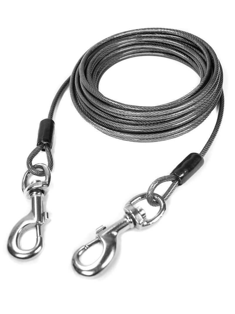 Mighty Paw Cable Tie Out for Dogs | 30’ Braided Steel Black Tieout. Chew Proof Lead for All Sized Pets. Great for Yard, Camping, and Outdoors. an Off-Leash Feel with Total Control M - Up to 60 lbs - PawsPlanet Australia