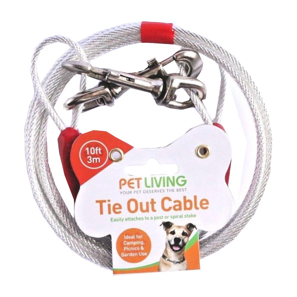 Pet Living TIE OUT CABLE FOR DOGS STEEL STRONG CABLE CAMPING PICNIC GARDENING CABLE STRONG WIRE SILVER COLOUR AVAILABLE IN 10 20 30 FEET (10 FEET 3 METER) 10 FEET 3 METER - PawsPlanet Australia