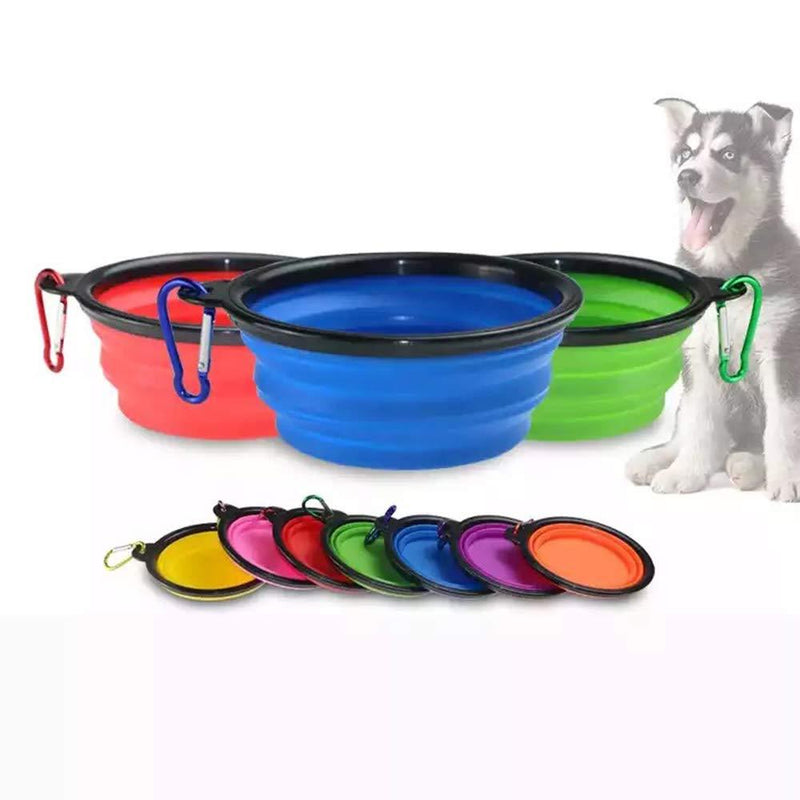 [Australia] - Small Water Folding Portable Travel Foldable Silicone Collapsible Food Pet Dog Bowl for Dog red 