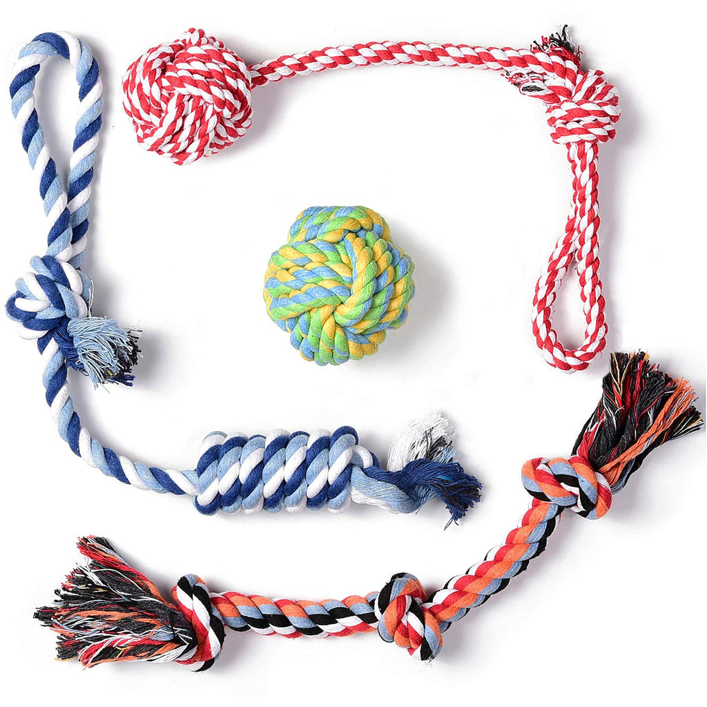 Fida Dog Rope Toys 4 Pack, Puppy Teething Sturdy Cotton Chew Tug Ropes Indoor/Outdoor, Exercise Interactive Tug O'War Toys Set for Boredom Small-Meidum Dogs - PawsPlanet Australia
