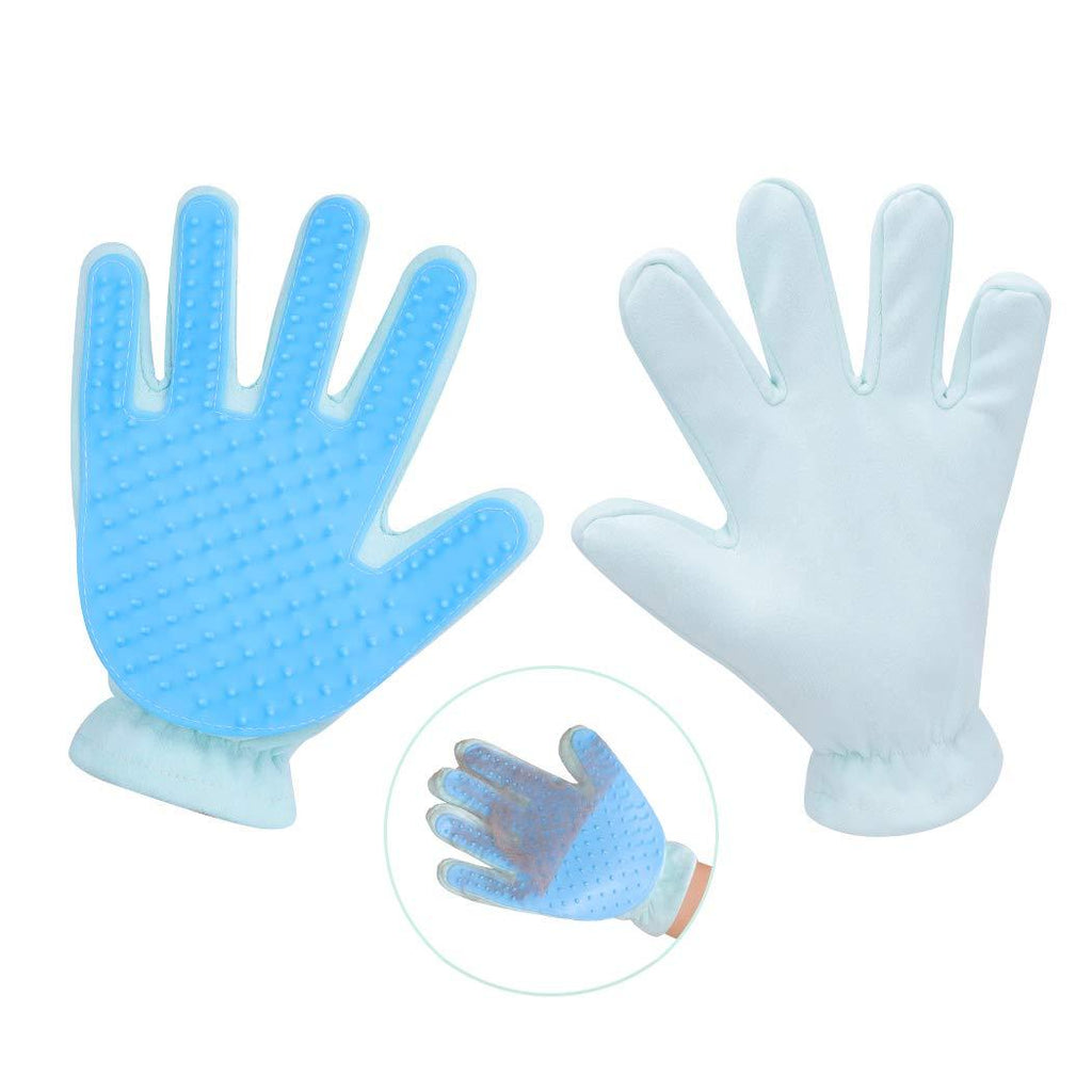 Hesiry Pet Grooming Gloves Hair Removal for Cats Dogs, Double-Sided Used to Pet’s Deshedding、Bathe、Tickle and Stroke blue - PawsPlanet Australia