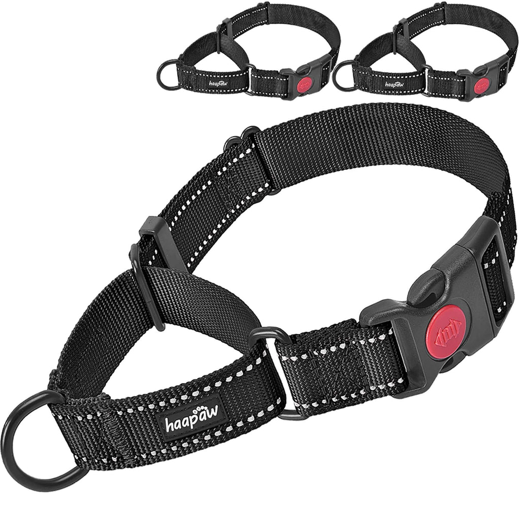haapaw 2 Packs Martingale Dog Collar with Quick Release Buckle Reflective Dog Training Collars for Small Medium Large Dogs collar+collar, S neck 12"-13" Black+Black, 1+1 Packs - PawsPlanet Australia