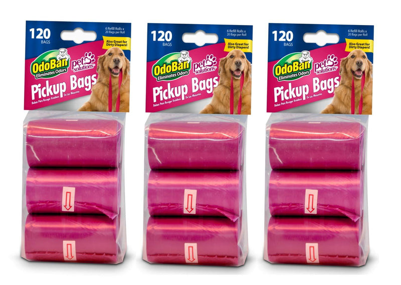 [Australia] - OdoBan Pet Solutions Dog Waste Pickup Bags, 3 Pack, 120 Count Each 