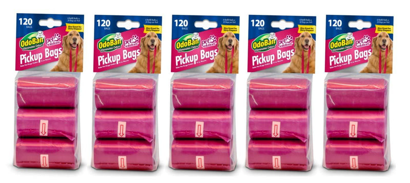 [Australia] - OdoBan Pet Solutions Dog Waste Pickup Bags, 5 Pack, 120 Count Each 