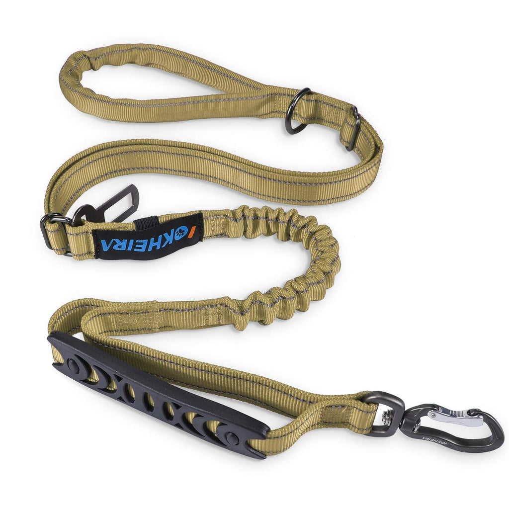 IOKHEIRA Dog Leash, Multifunctional Dog Leashes for Medium& Large Dogs, Dog Leashes with Car Seatbelt, 4-6 FT Strong Bungee Dog Leash, Army Green Bungee Dog Leash - PawsPlanet Australia
