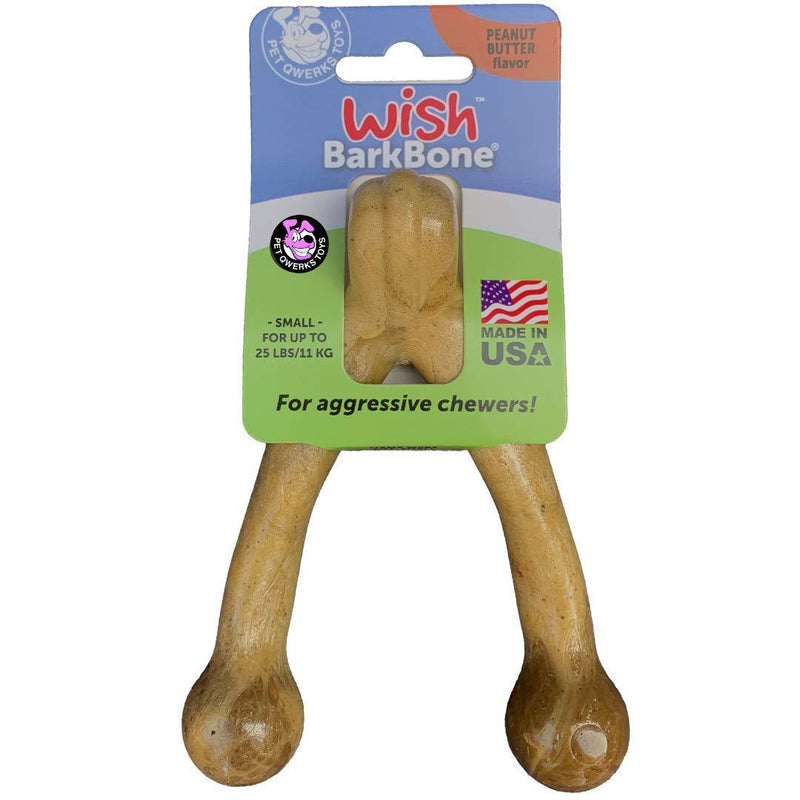 Pet Qwerks Wish BarkBone - For Aggressive Chewers| Made in USA Peanut Butter Small - PawsPlanet Australia