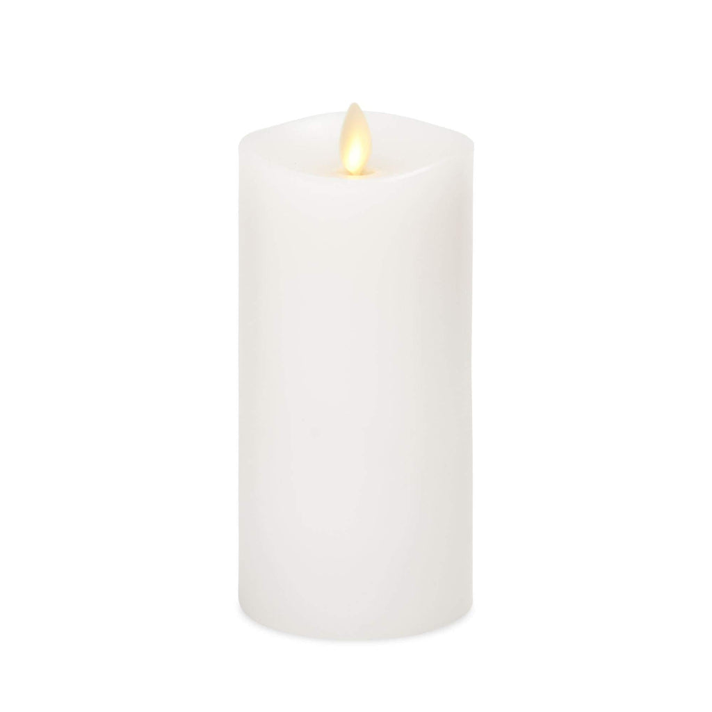 Luminara Flameless Slim Pillar Candle, Flickering Real Flame Effect, Melted Edge, Smooth Wax, Unscented, White, Real Wax, LED Battery Operated - PawsPlanet Australia
