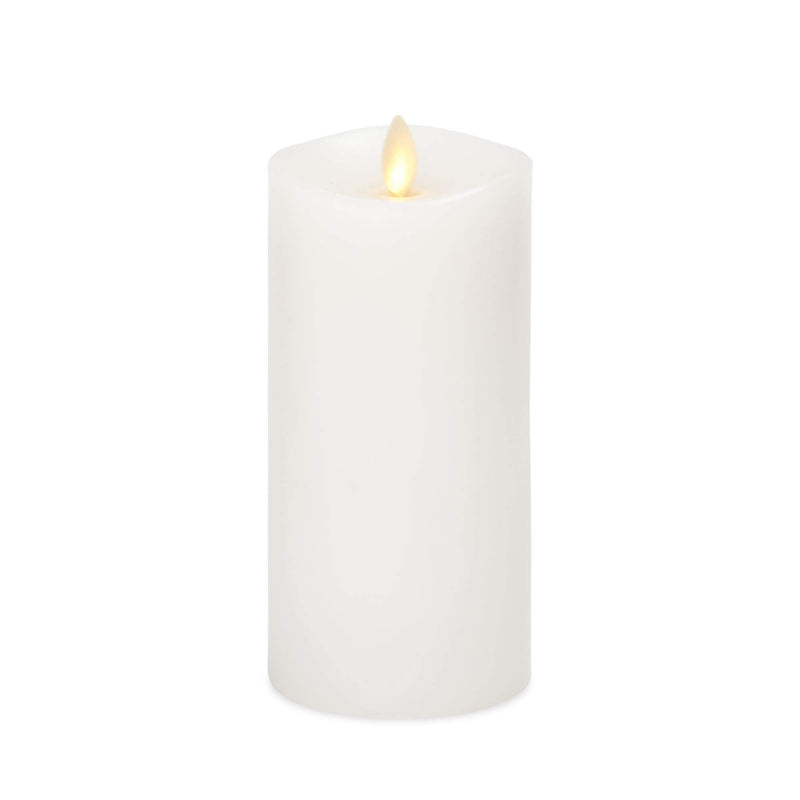 Luminara Flameless Slim Pillar Candle, Flickering Real Flame Effect, Melted Edge, Smooth Wax, Unscented, White, Real Wax, LED Battery Operated - PawsPlanet Australia
