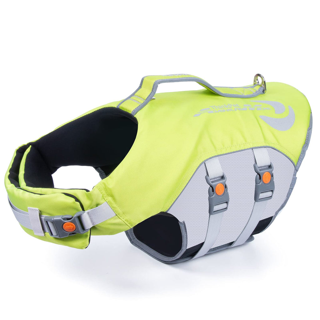 ThinkPet Dog Life Jacket Reflective Lifesaver Floating Vest Adjustable (XS, Green) XS (Chest 12.5-16.5in/Neck 9.4-11.8in) - PawsPlanet Australia