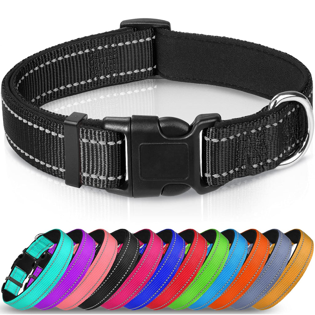 Joytale Reflective Dog Collar,12 Colors,Soft Neoprene Padded Breathable Nylon Pet Collar Adjustable for Small Medium Large Extra Large Dogs,5 Sizes X-Small (Pack of 1) Black - PawsPlanet Australia