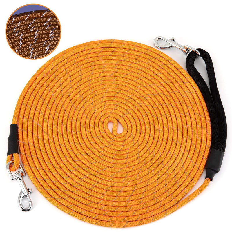 HAPPY HACHI Dog Training Lead, 10m/33ft Dog Long Lead Line Rope Reflective Nylon Recall Obedience Leash for Pet(Orange) Orange - PawsPlanet Australia