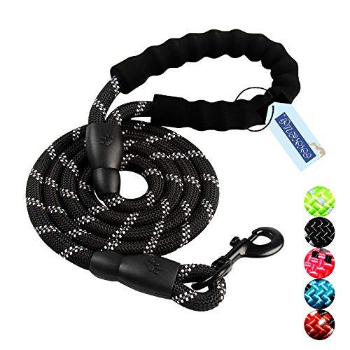 [Australia] - CNNLUG Dog Traction Rope is Soft and Comfortable 4.8 Ft Large Dogs are Available, Reflective Rope Padded Handle Safety is High, Colorful Nylon Rope is Available for Small and Medium Dogs Medium(1-Pack) Black 