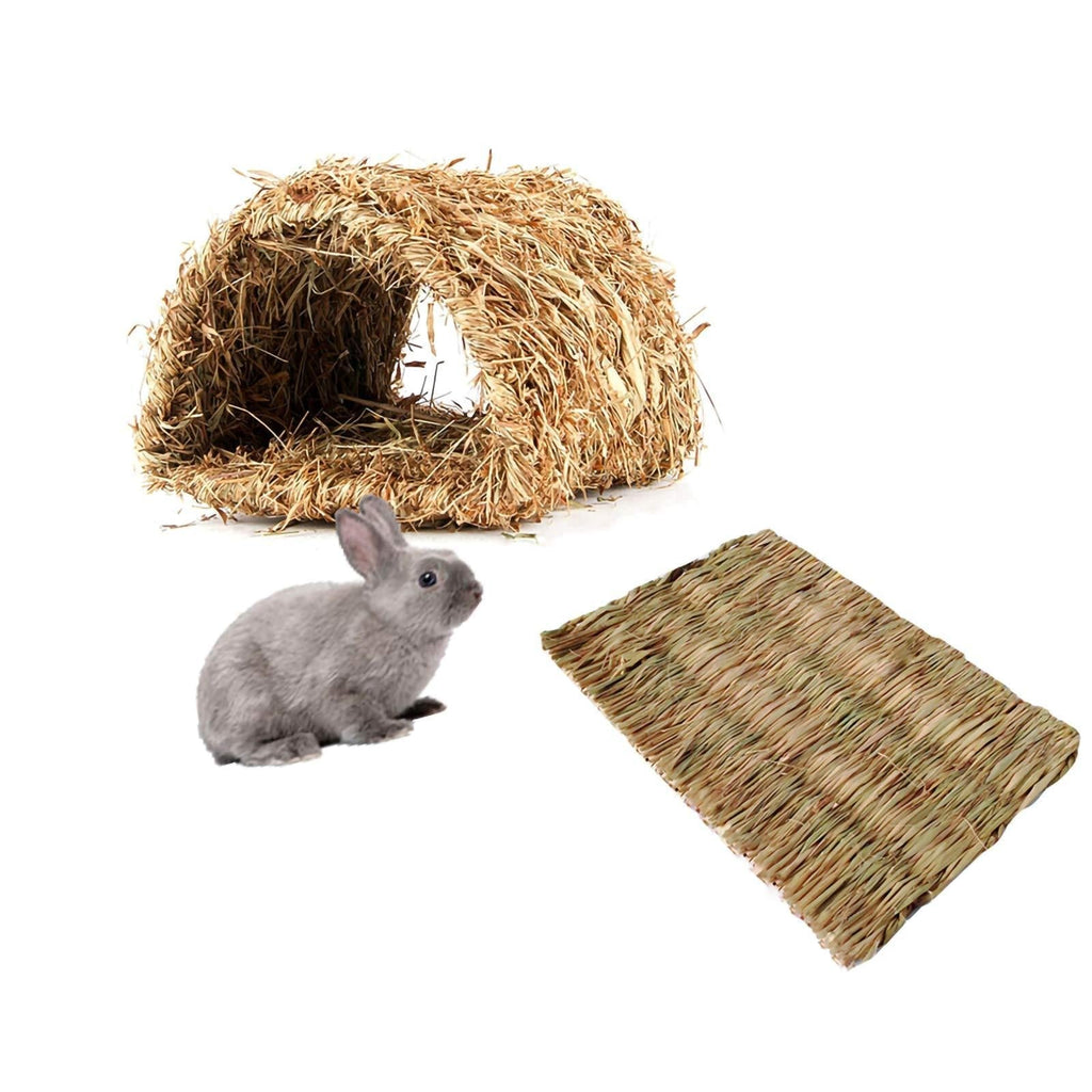 Hamiledyi Rabbit Grass Tunnel,Natural Straw Woven Mat Winter Warm Hideaway Hut for Bunny Gerbil Ferrets Guinea Pig Chinchilla - PawsPlanet Australia