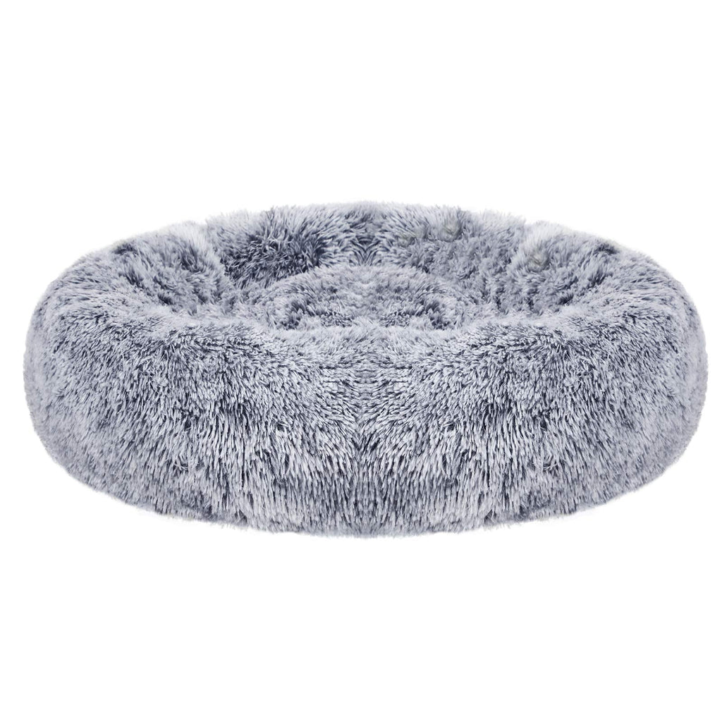 FEANDREA Dog Bed, Cat Bed, Soft Plush Surface, Donut-Shaped Dog Sofa with Removable Inner Cushion, Washable 20"Dia. × 8" Gray - PawsPlanet Australia