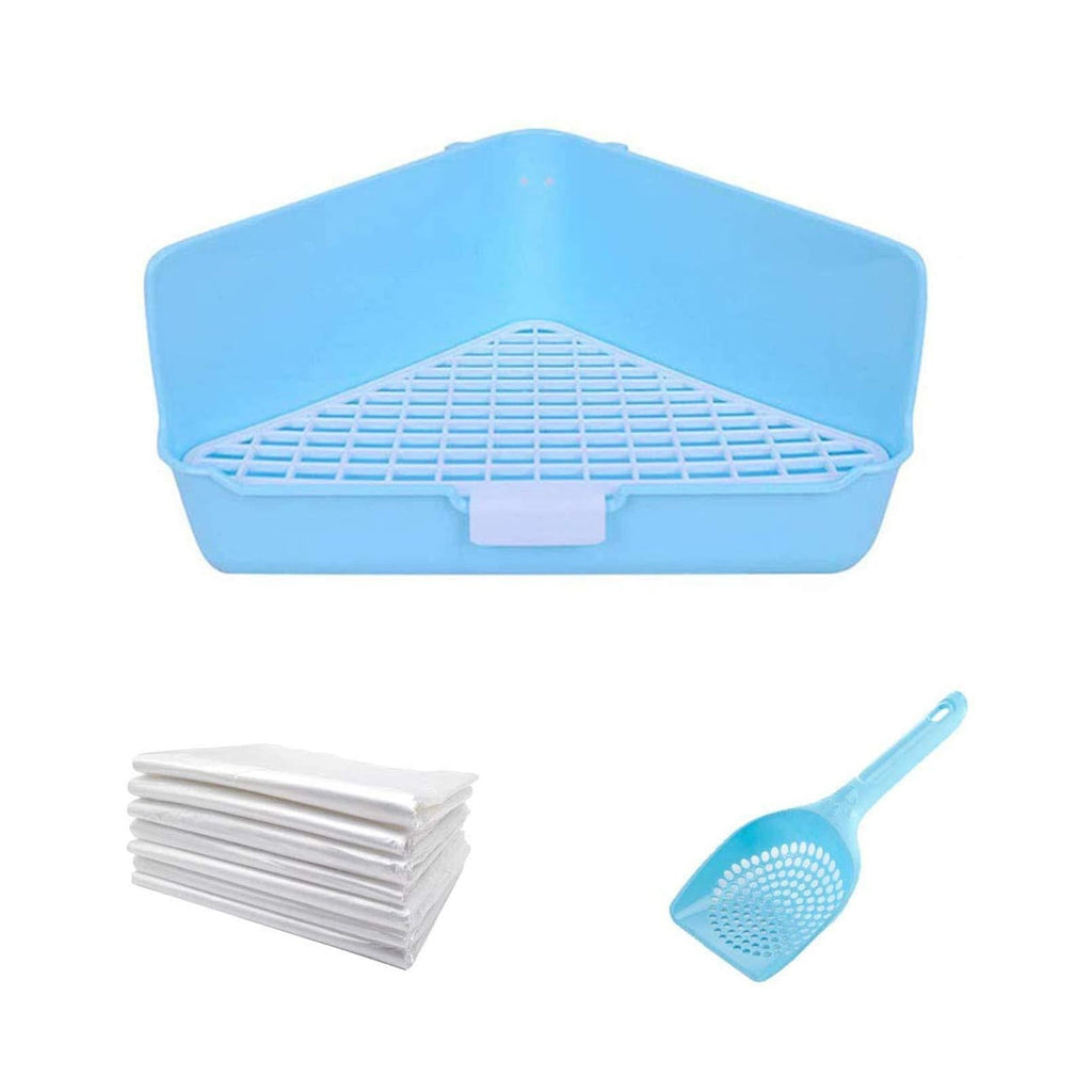 Tfwadmx Guinea Pig Litter Box, Small Animal Corner Litter Pan Tray for Cage Potty Training Toilet for Rabbit Ferret Rat Chinchilla Hedgehog Rodent Pink 3Pcs Blue - PawsPlanet Australia