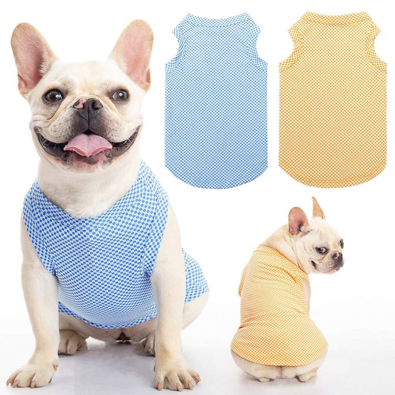 Dog Cooling Shirt 2 Packs - Soft Breathable Instant T Shirts, Comfortable Summer Clothes Vest, Absorb Water and Evaporate Quickly for Dogs Cats Puppy Small Blue&Yellow Set - PawsPlanet Australia