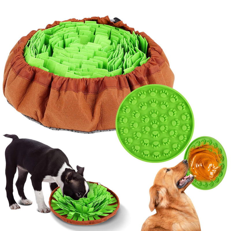 FiGoal 2IN1 Dog Pet Snuffle Mat with Dog Lick Pad for Dogs Interactive Puzzle Dispenser Toys Slow Treat Dispensing Mat Dogs Bowl Travel Use, Indoor Outdoor Stress Relief - PawsPlanet Australia