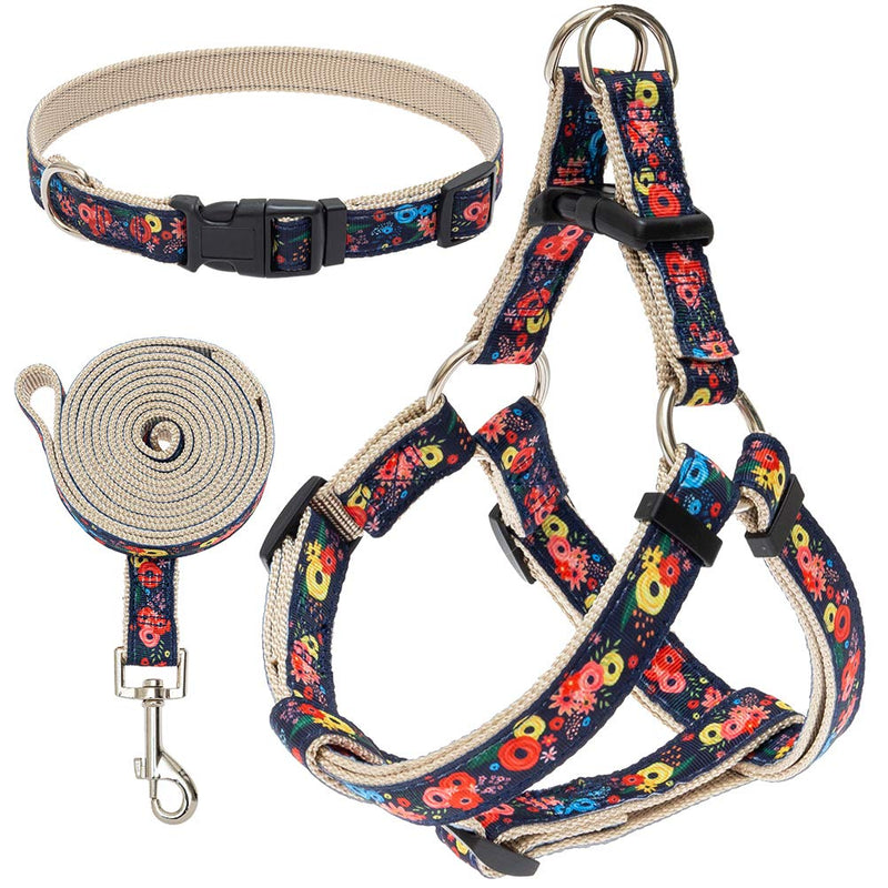 No Pull Dog Harness and Leash Set with Collar - Heavy Duty & Adjustable Basic Harness for Small Medium Dogs & Cats X-Small Navy Blue - PawsPlanet Australia