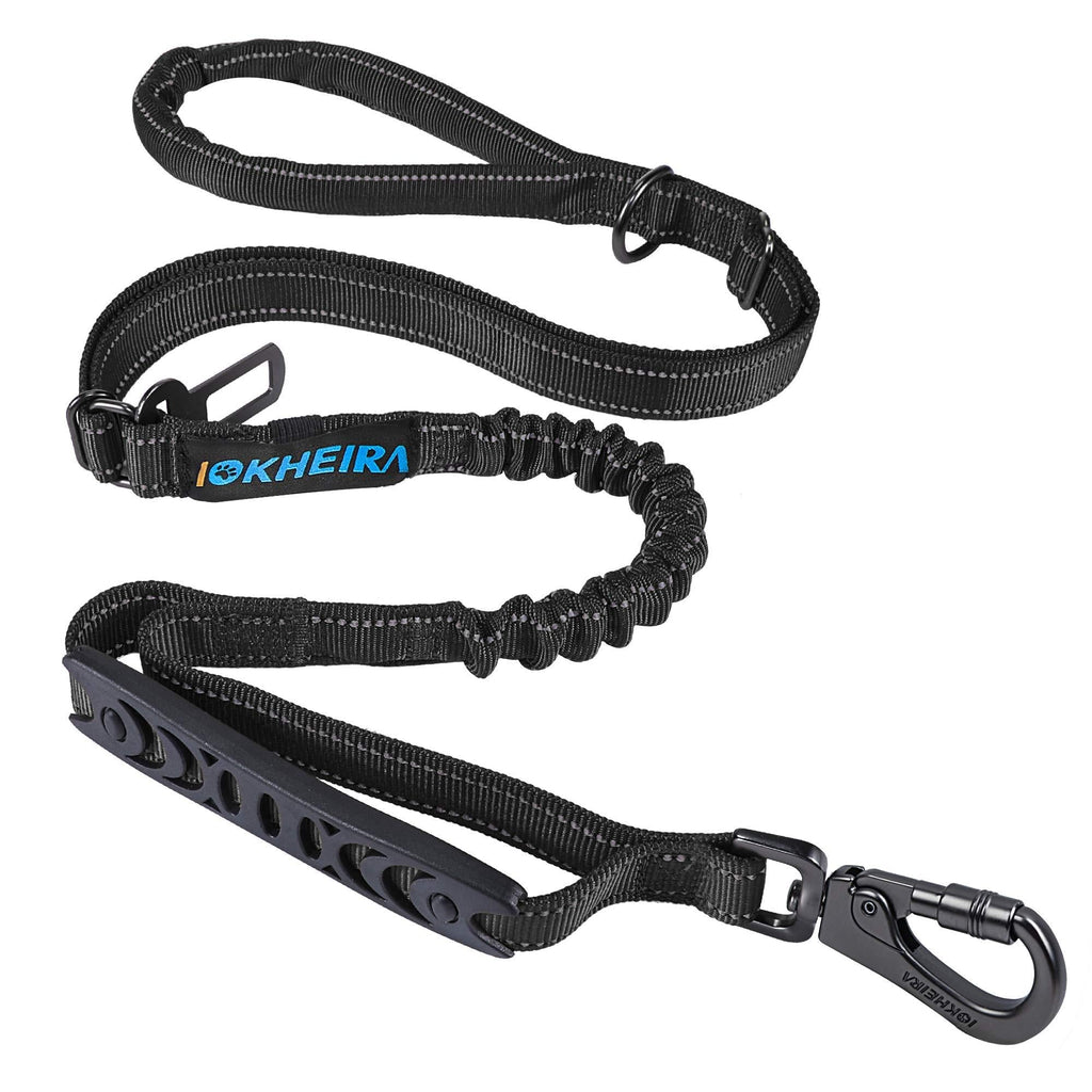 IOKHEIRA 6Ft /4Ft Dog Leash Rope with Comfortable Padded Handle and Highly Reflective Threads for Medium & Large Dogs,4-in-1 Multifunctional Dog Leashes with Car Seat Belt for Training Black - PawsPlanet Australia