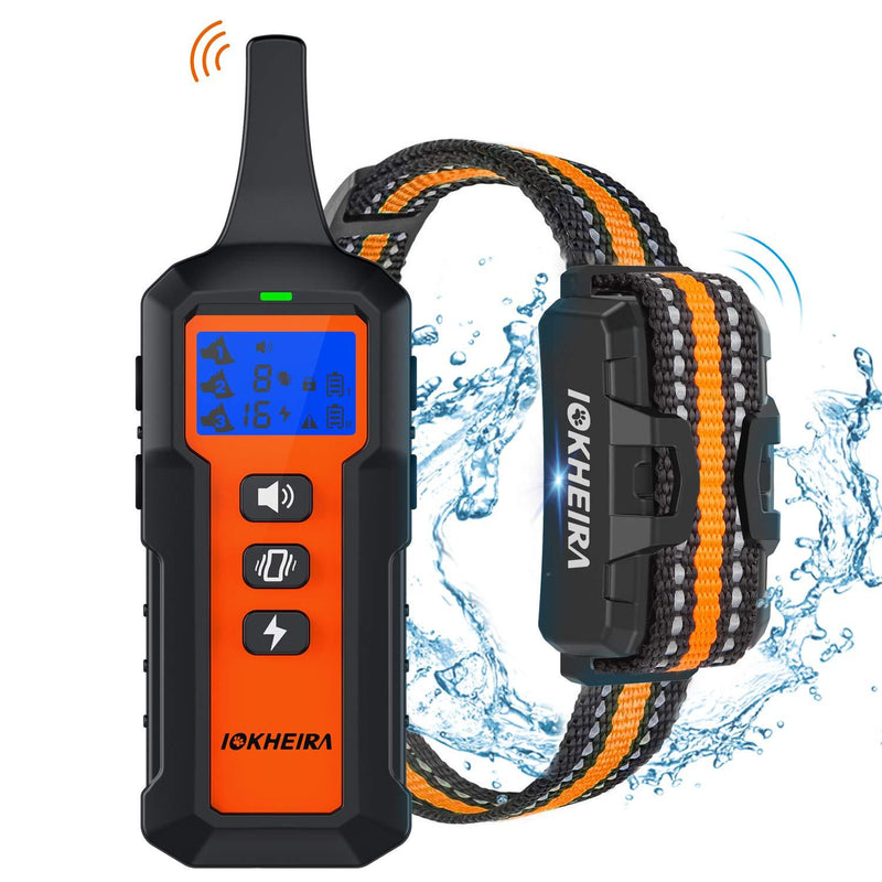 [Australia] - IOKHEIRA Dog Training Collar with Remote for Large Dogs Waterproof Dog Shock Collar Rechargeable with Shock Beep Vibration Modes and up to 1800Ft Range for Small Medium Large Dogs 